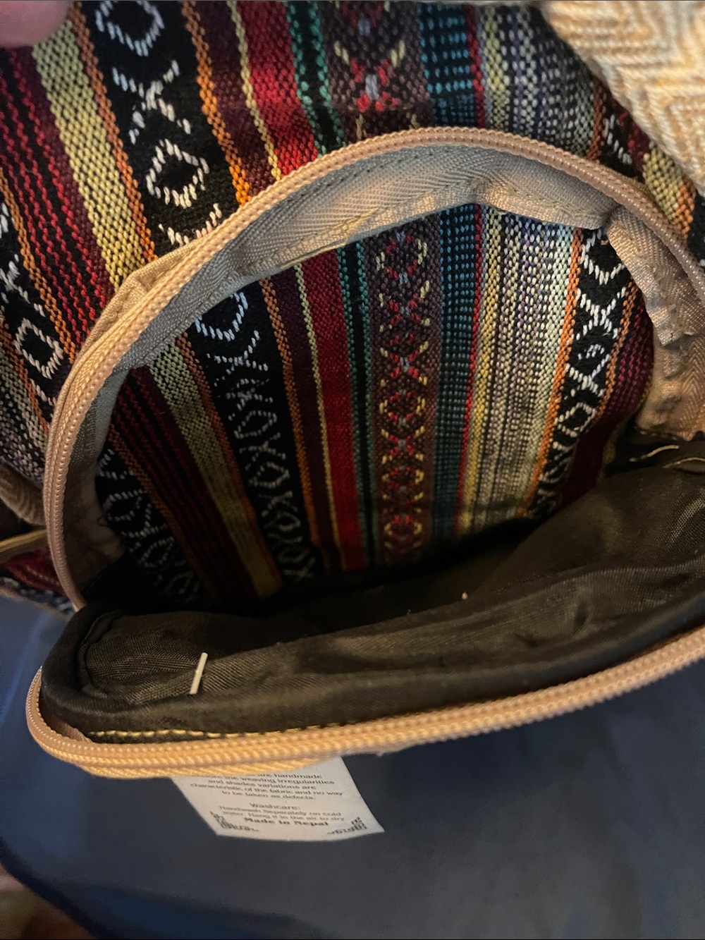 KayJayStyles Handmade Multicolor Hemp Backpack with Green Accent - Picture 5 of 8